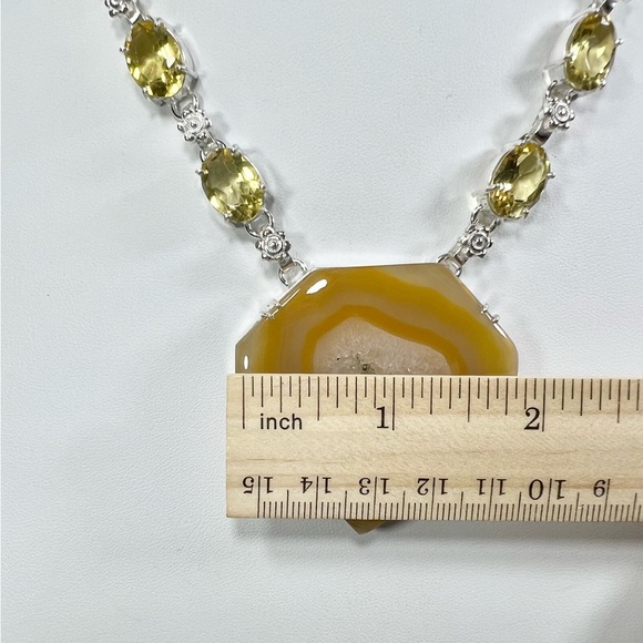 Solar Agate Citrine 925 Large Gemstone Necklace & Bracelet - Picture 8 of 11
